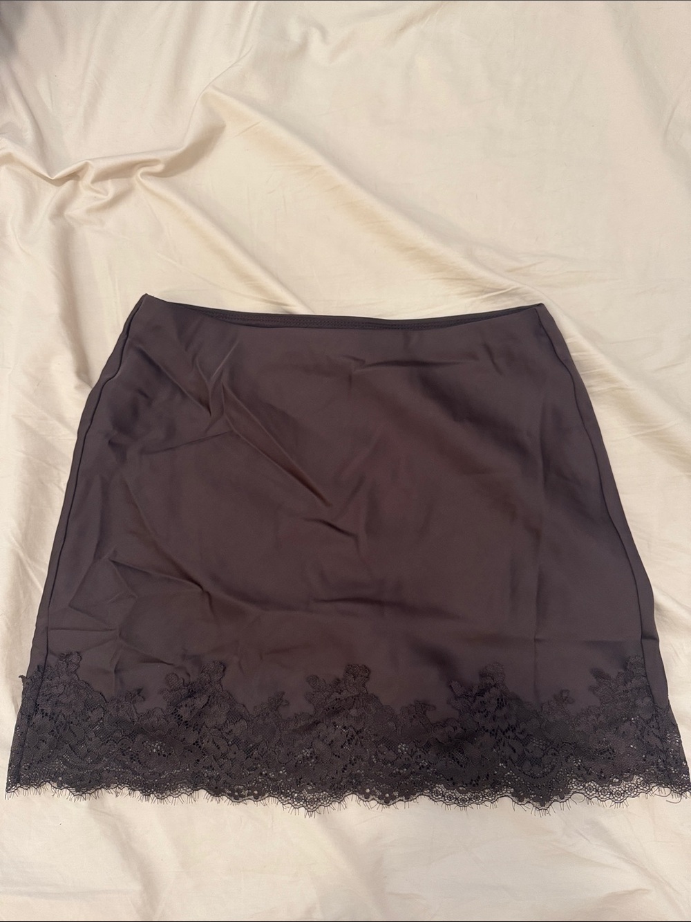 Brown Satin Mini Skirt